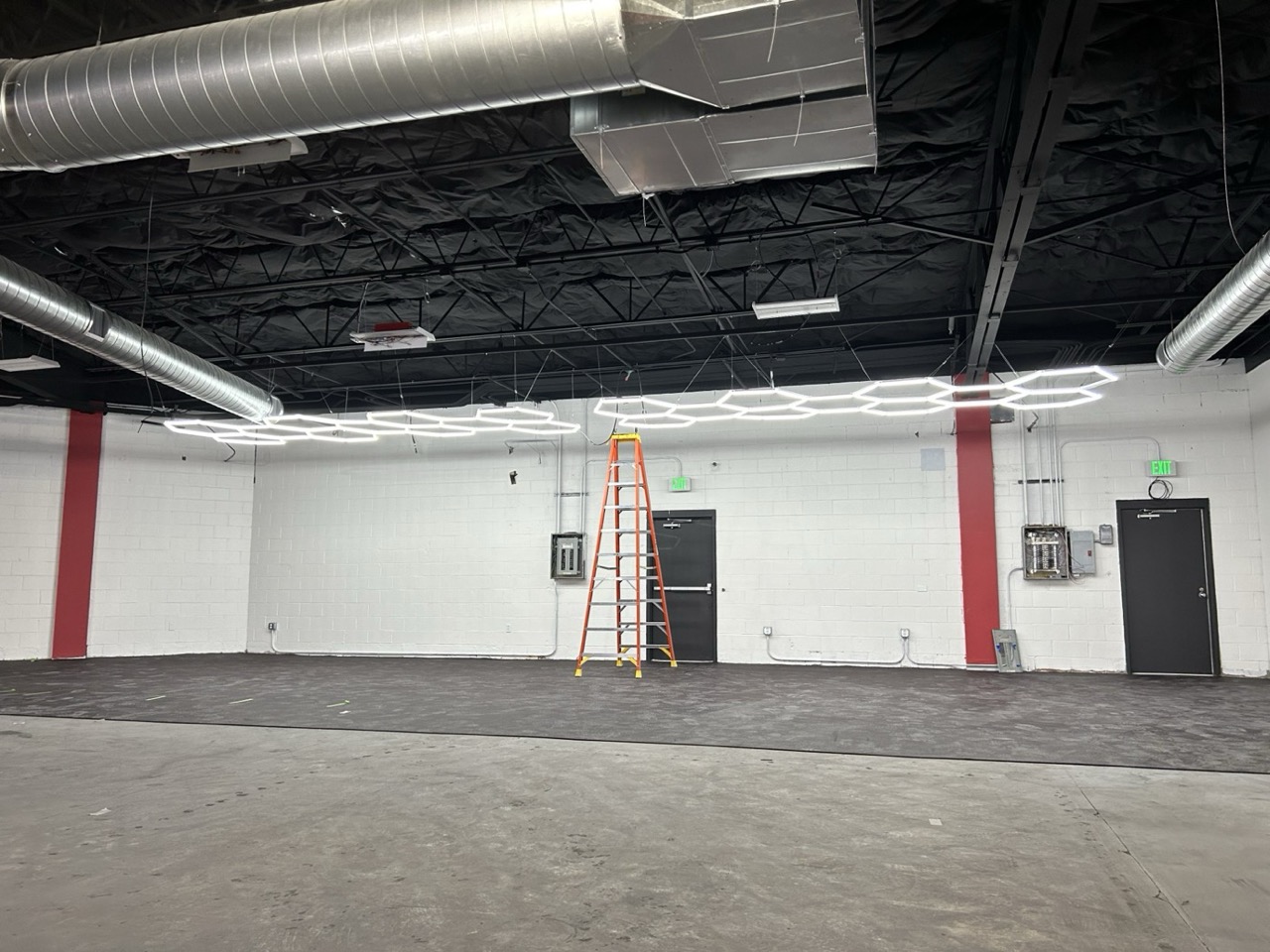 Commercial hex grid ceiling lighting