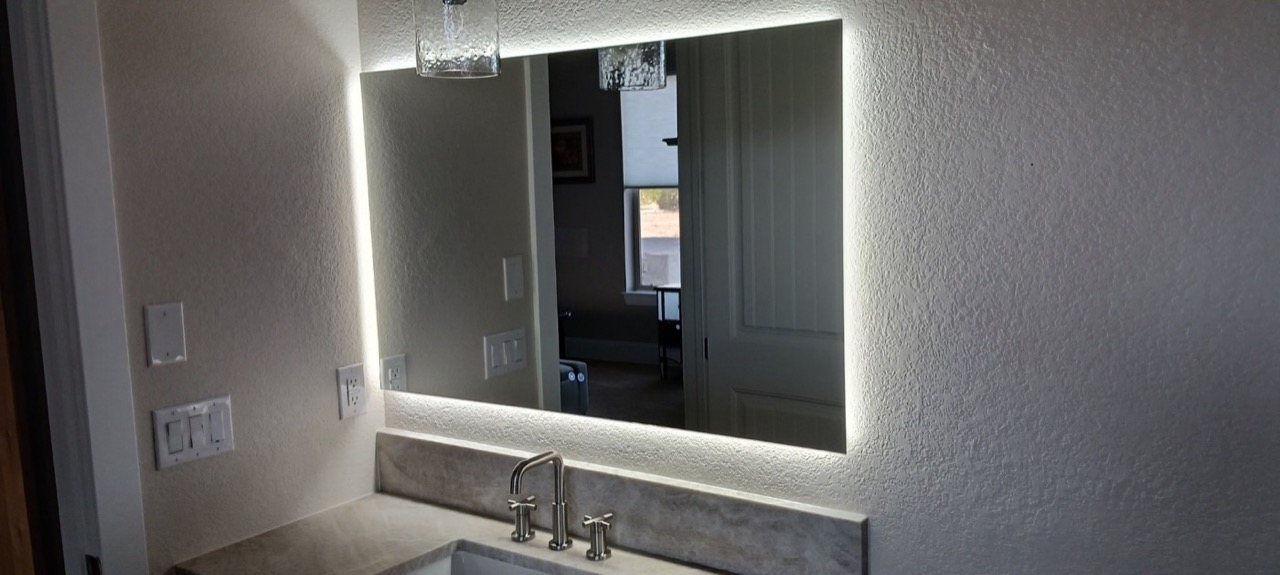 Backlit LED vanity mirror install